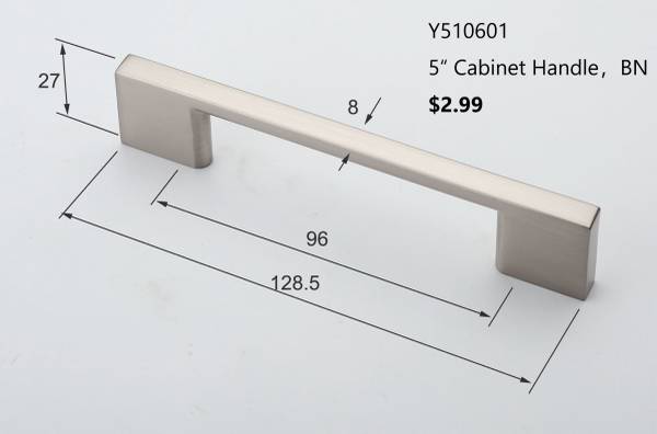 Square cabinet pulls, brushed nickel/matt black 1