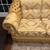 Gold and Ivory Damask Traditional Upholstered Sofa with Tufted Arms 10 thumbnail