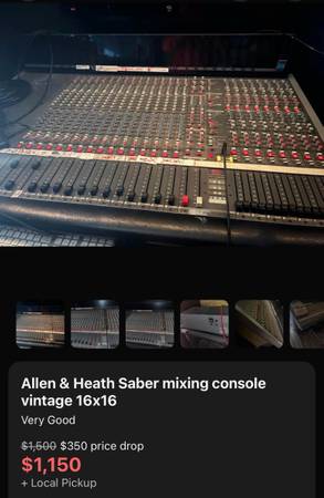 Allen & Heath saber mixing console vintage recording 1980s 1