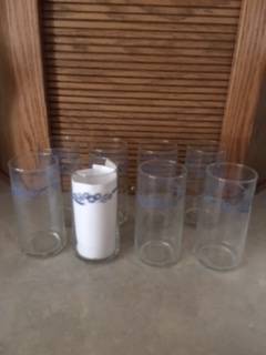 Corelle Pyrex Cornflower 8 Glass Tumbler Glasses 16 Ounce 1