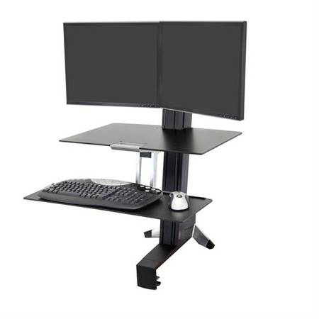 Ergotron WorkFit-S height adjustable dual monitor standing desk 1