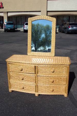 Pier 1 Wicker Dresser with Mirror 1