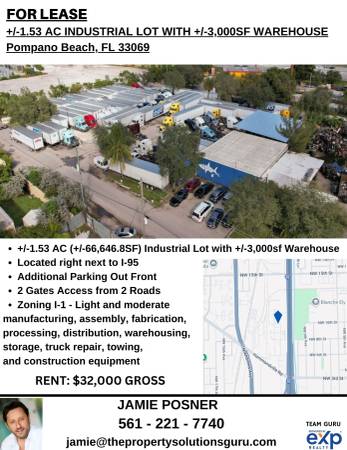 POMPANO BEACH, 1.53 AC ACCESS FROM 2 ROADS RIGHT NEXT TO I-95 1