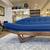 New Custom Made Adrian Pearsall Style Walnut Blue Gondola Sofa 12 thumbnail