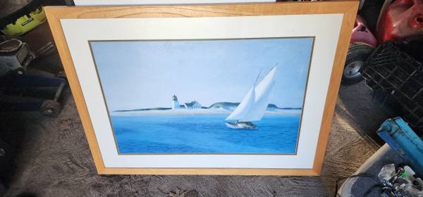 SAILBOAT LIGHTHOUSE large PICTURE FRAME 1
