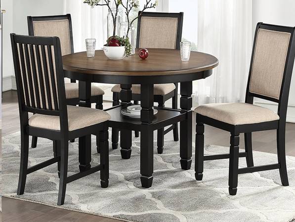 Complete 5PC Round Dining Set – Elegant & Space-Saving On Sale 1