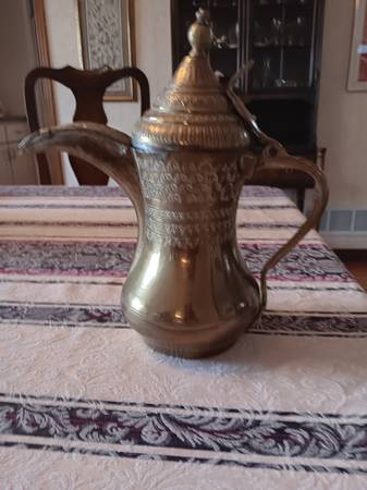 Antique Middle Eastern Brass Coffee/Tea Pot 1