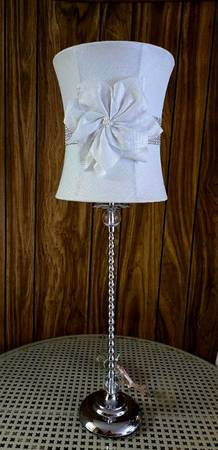 Table Light W/Decorative White Shade, Good Condition 1