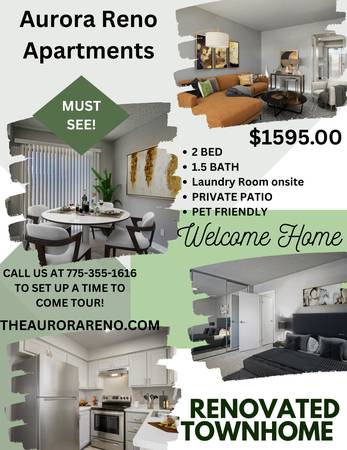 $1,595 / 2br - 924ft2 - 2x1.5 Renovated Townhome Coming Soon Near Parks, Downtown, & UNR (Reno)63682255340931120