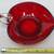 Vtg Red Glass, Heart-Shaped Candy/Nut Dish with Clear Handle 7 thumbnail
