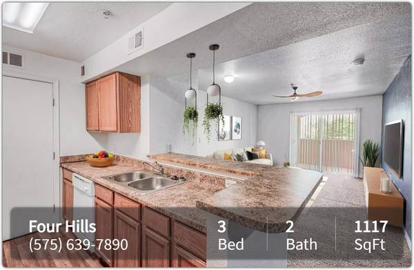 $1,015 / 3br - 1117ft2 - Magnificent landscaping at Four Hills Apartments. 3 BR, 2 BA available (Las Cruces)63687932280193120