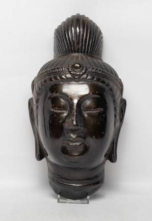 Large Vintage Painted Metal Buddha Head 1