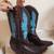 BCBGirls  sz 11 Studded Brown Turquoise Leather Cowboy Boots 8 thumbnail