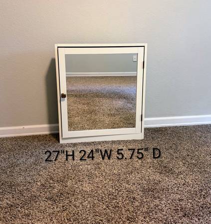 White mirrored surface mount medicine cabinet 1