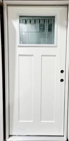 New 32" Craftsman Deco Glass LH Inswing Fiberglass Exterior Entry Door 1