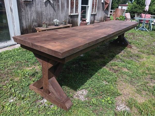 Dining Table Buffet Banquet Rustic Wood Rich Espresso Farmhouse Finish 1