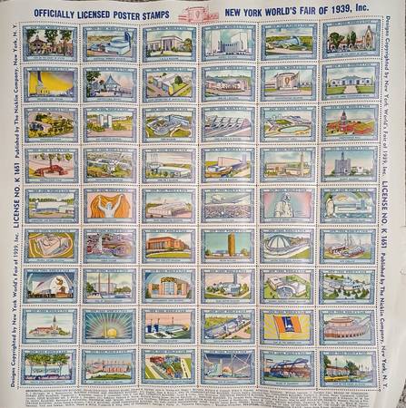 54 Stamps Uncut Sheet 1939  New York World's Trade Fair 1