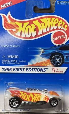 Hot Wheels 1996 First Editions 8/12 Silver Turbo Flame Toy Car #369 1