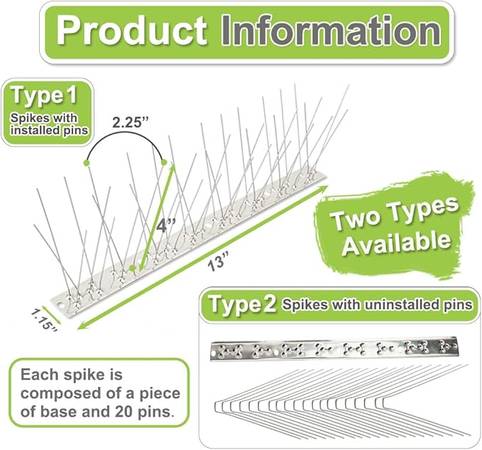 Bird Spikes to keep birds away pigeon woodpecker wildlife Stainless 1