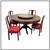 Vintage Asian Rosewood Round Dining Table + Four Chairs, Set 1 thumbnail