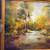 Large Vintage impressionistic Autumn River Landscape oil painting 13 thumbnail