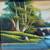 Signed Mid Century Waterfall Mountain Landscape Painting on Velvet 2 thumbnail