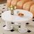 Easy Assembly Round Petal-Shaped Coffee Table, Cream Style Center Table with 3 T 1 thumbnail