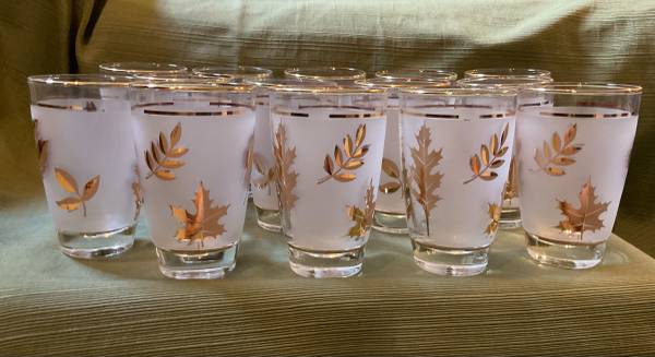 Vintage Mint Condition  8 Ounce Libbey "Golden Foliage" Glasses - Set 1