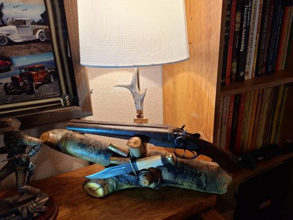 antique black powder percussion shotgun/knife desk lamp 1