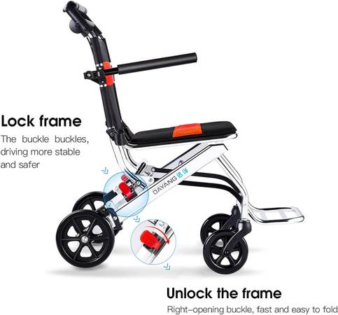 Portable Folding Wheelchair, Travel with handbrake, Ultra-Light Wheelc - $100 (Renton)63470647902339124