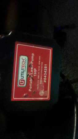 Utilitech 1 hp 13 gpm lawn pump like new cost $200 new at Lowe's 1