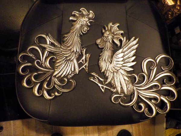 cocks,roosters,birds,fighting,metal,aluminum,vintage,antique,home,offi 1