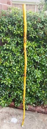 Indian tribe theme wood walking stick with chief head sculpture 1