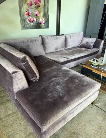 Large velvet Anthropologie Couch 1