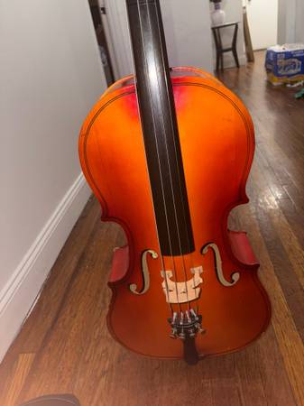 Acoustic 1/2 Cello 4-String Brown Varnish Wood Fine Tuners w/ Bow 1