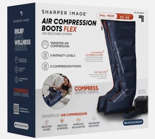 Sharper Image Air Compression Boots Flex Leg Recovery Small/Medium 5'- 1