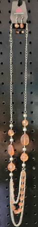 Paparazzi Gold And Orange Stones Gold Tone Necklace With Matching Earr 1