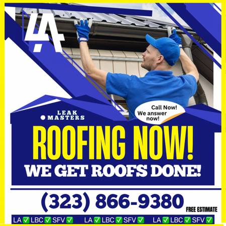 🔵 LEAK MASTER ROOFER - ROOF REPAIR - GUTTERS -FREE ROOFING ESTIMATE 1