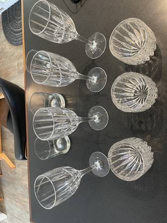 Crystal wine flutes and whiskey tumblers 1