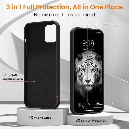 [3 in 1 Compatible with iPhone 12 Pro Max Case,with 2 Screen Protector 1