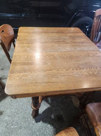 Antique dining table claw foot square w/6 leafs 1