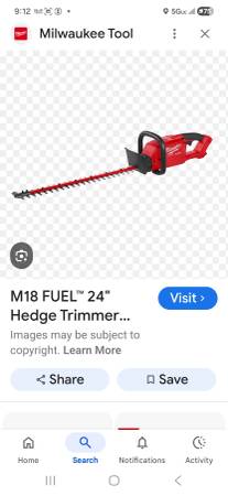I have several things to trade for Milwaukee hedge trimmer 1
