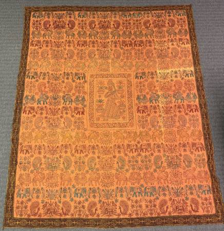 Rajasthani Textile, "Squash Color", Embroidered with Elephants, Figure 1