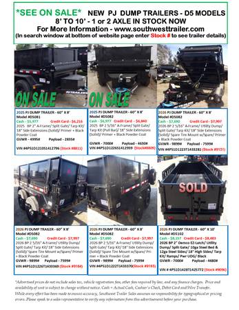 NEW PJ (D5) DUMP TRAILERS AT SOUTHWEST TRAILER SALES (760) 788-8900 1