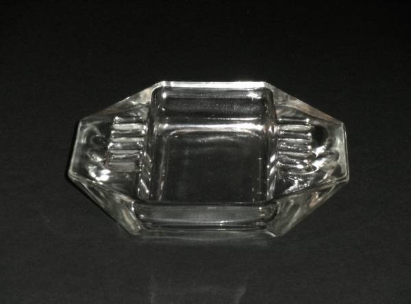 Vintage MCM Clear Glass Hexagon Ashtray 1