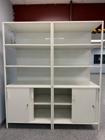 Professional Metal Storage Cabinets with Shelves and Lockable Base (Set of 2) 1