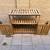 48” Wide Rustic Brown Acacia Wood Outdoor Loveseat with Chevron Design 18 thumbnail