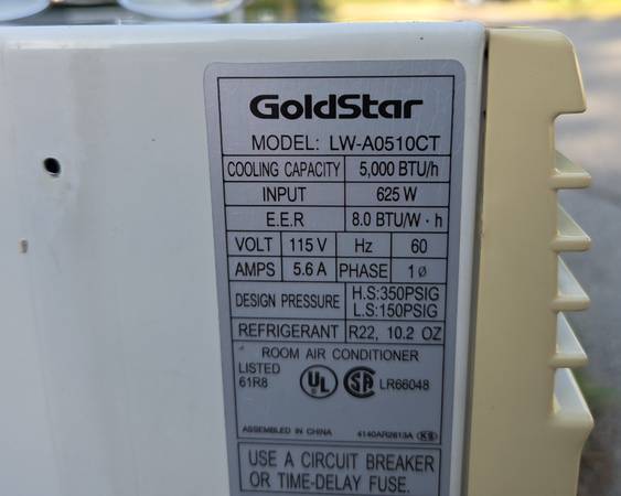 GoldStar Model LW-A0510CT Window Air Conditioner Parts 1