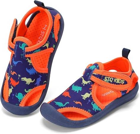 STQ Boys Girls Water Shoes Quick-Dry Slip on Beach Swim Pool Sandals(T 1