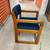 Solid wood MCM chair with blue fabric - 2 available 2 thumbnail